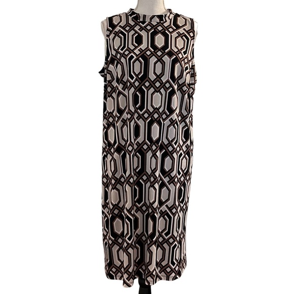 NEW INC International Concepts Woman Hexagon Geo-Print Shift Dress SZ 1X Black - Picture 1 of 12